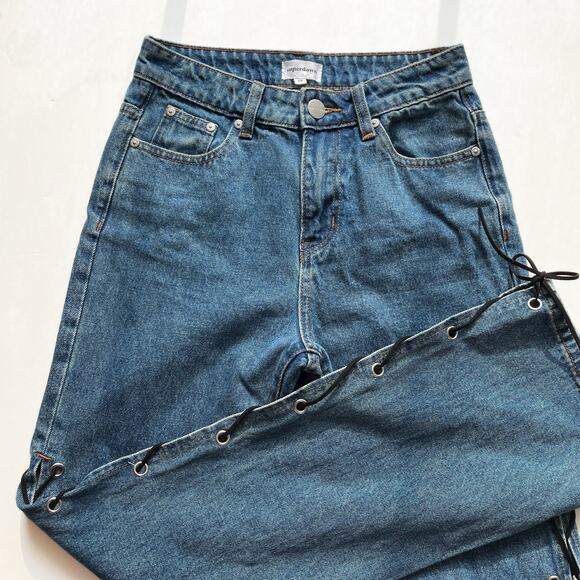 superdown revolve jayda lace up jean mid blue wash - Picture 3 of 11